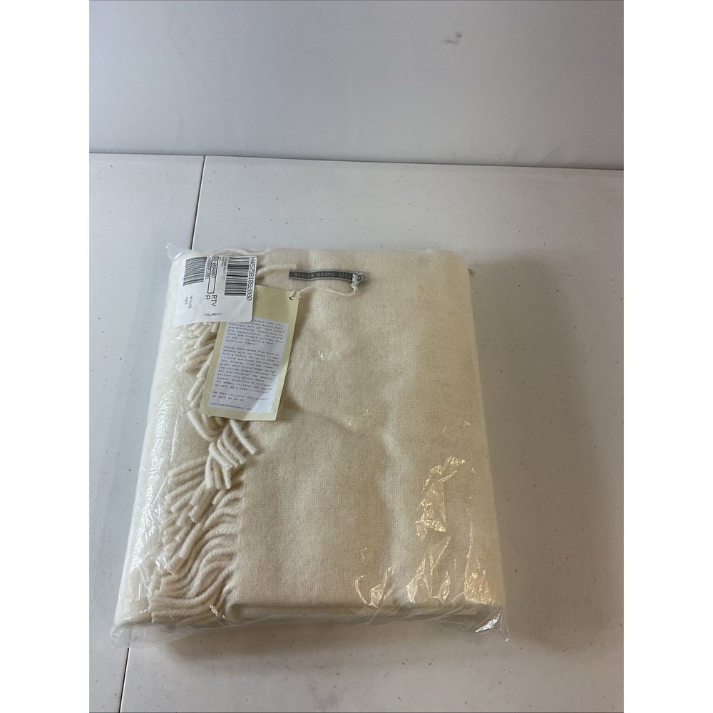 NEW Alicia Adams Alpaca Throw Color Ivory 51" x 71" fringed
